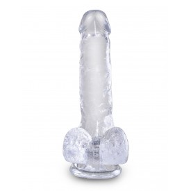 Прозрачный фаллоимитатор King Cock Clear 6" Cock with Balls - 17,8 см.