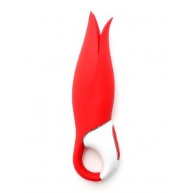 Красный вибратор Satisfyer Vibes Power Flower с лепестками - 18,8 см.