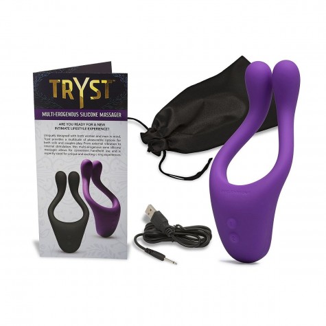 Фиолетовый вибромассажер для пар TRYST Multi Erogenous Zone Massager